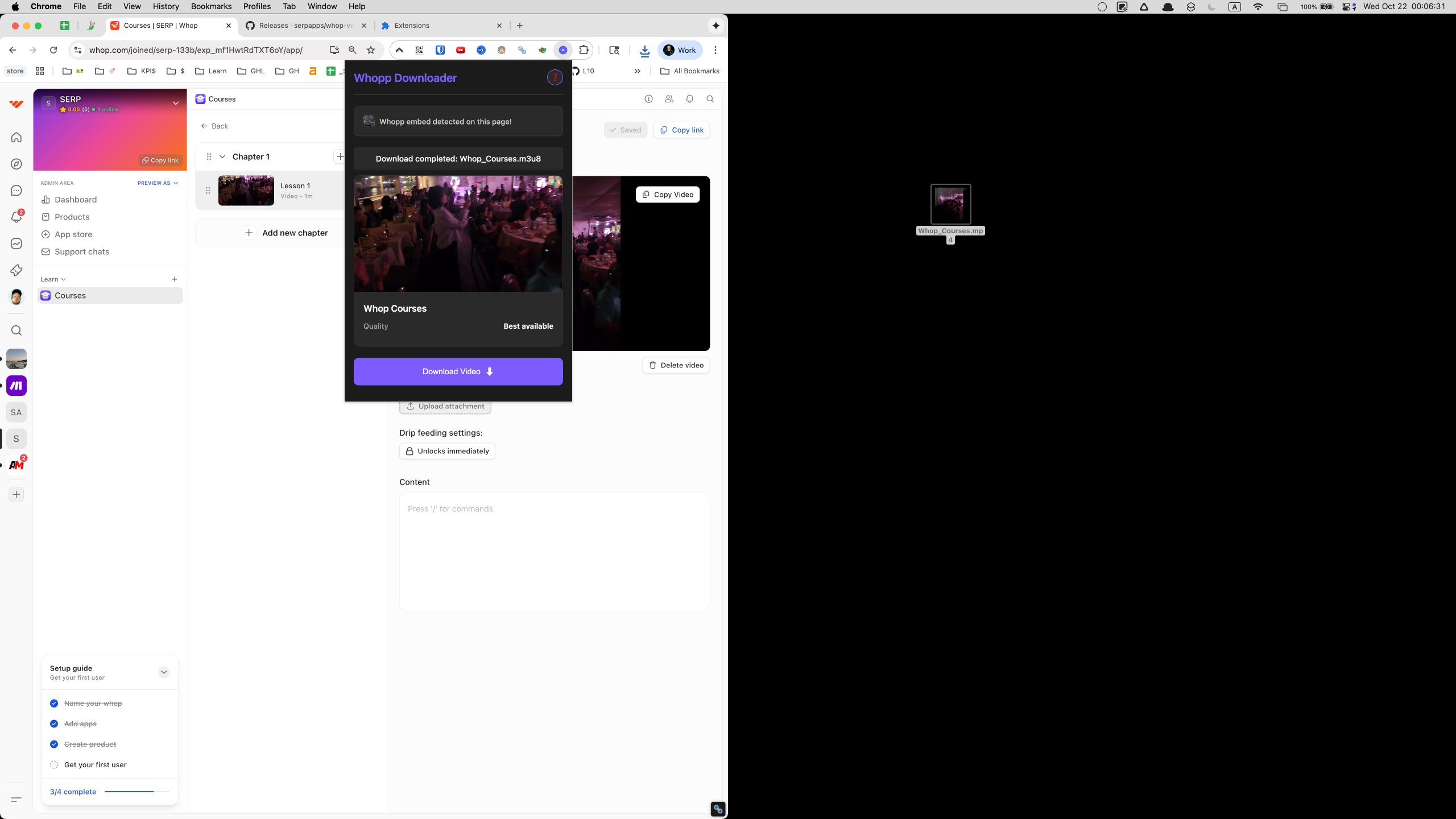 Whop Video Downloader media download flow
